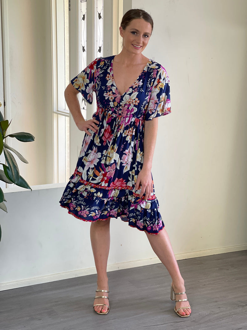 Budapest Navy Floral Dress – Dressxox